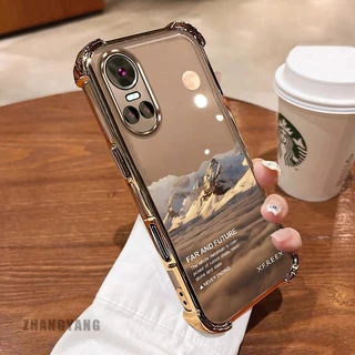 New สีcase สําหรับ OPPO RENO 10 5G RENO 10 Pro 5G สี่มุม electroplated anti drop รูปแบบเคสโทรศัพท์ความงามภูมิทัศน์รูปแบบ TPU ซิลิโคนนุ่มกรณี