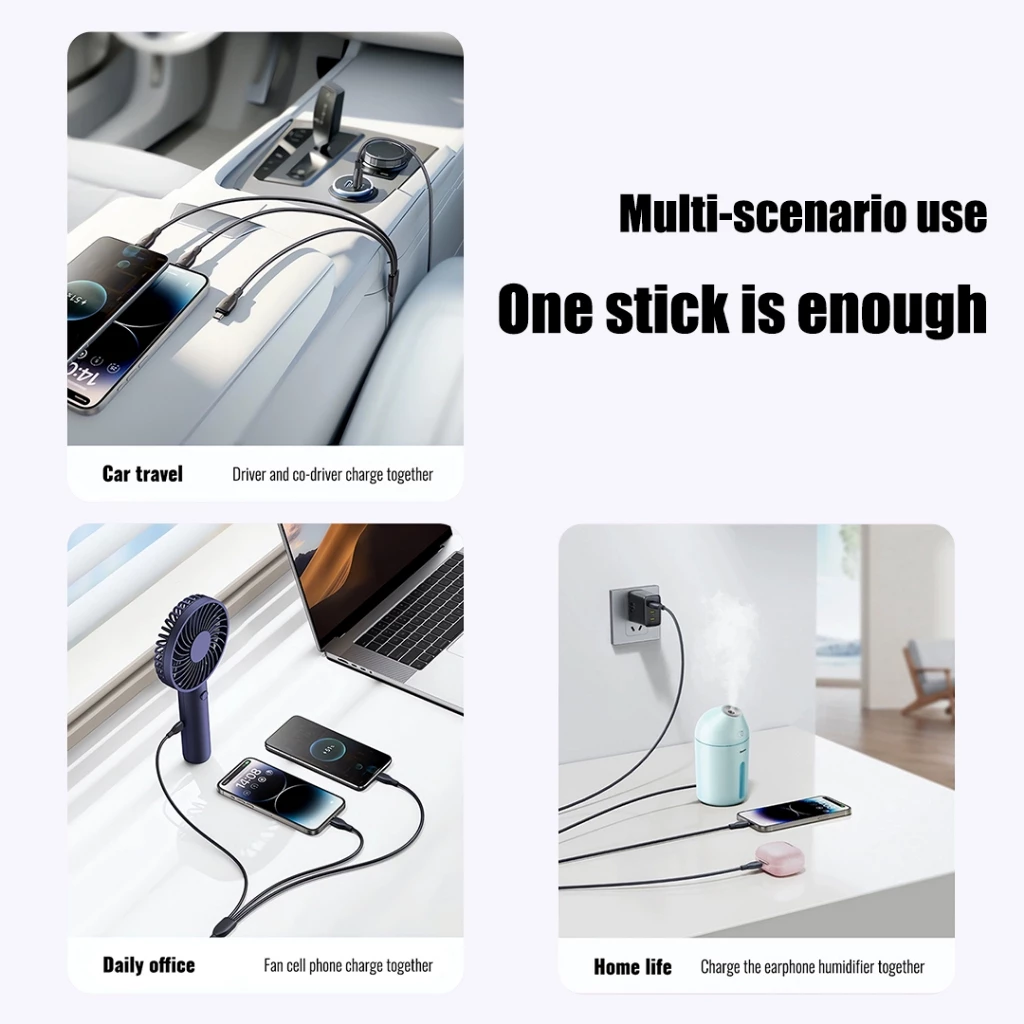 BOROFONE BX71 3 in 1 สายเคเบิลข้อมูล Type-C Micro Li Charging Cables สายเคเบิลสากลสมาร์ทโฟน thumbnail 8