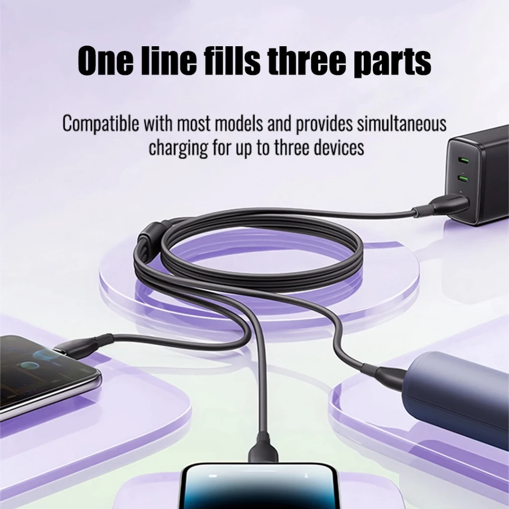 BOROFONE BX71 3 in 1 สายเคเบิลข้อมูล Type-C Micro Li Charging Cables สายเคเบิลสากลสมาร์ทโฟน thumbnail 4