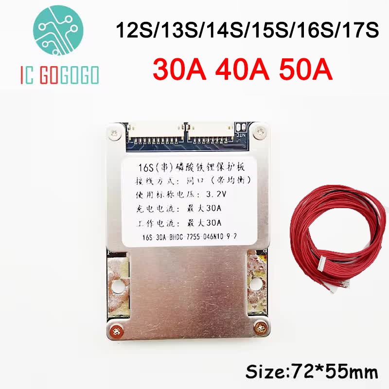 30a 40A 50A 12S 13S 14S 16S 17S 36V 48V 60V Lifepo4 Li-ion แบตเตอรี่ลิเธียมป้องกัน Balance BMS 3.7V 3.2V energy storage