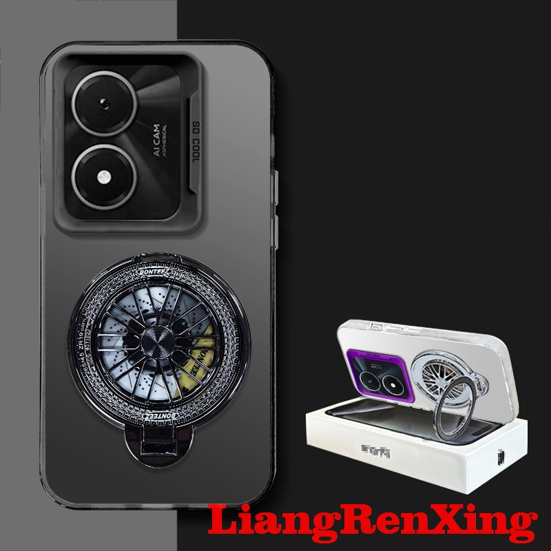 FOR เคส Case สำหรับ VIVO Y02S 5กรัม2022โทรศัพท์ปลอกฮาร์ด Case TPU ป้องกันเรียบกันกระแทกปกการออกแบบใหม่ความงามกับผู้ถือสำหรับผู้ชาย Gyro Mount CYTLZJ01