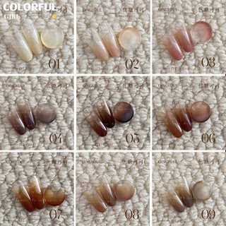 QINGYOU เล็บเจล 1 ชิ้น ใหม่Solid Pat Gel 9-square series หลากสี แถมพาเลตอะคริลิคใส ยาทาเล็บ, กาวทาสี, ยาทาเล็บสีทึบ