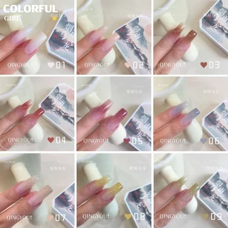 QINGYOU เล็บเจล 1 ชิ้น ใหม่Solid Pat Gel 9-square series หลากสี แถมพาเลตอะคริลิคใส ยาทาเล็บ, กาวทาสี, ยาทาเล็บสีทึบ