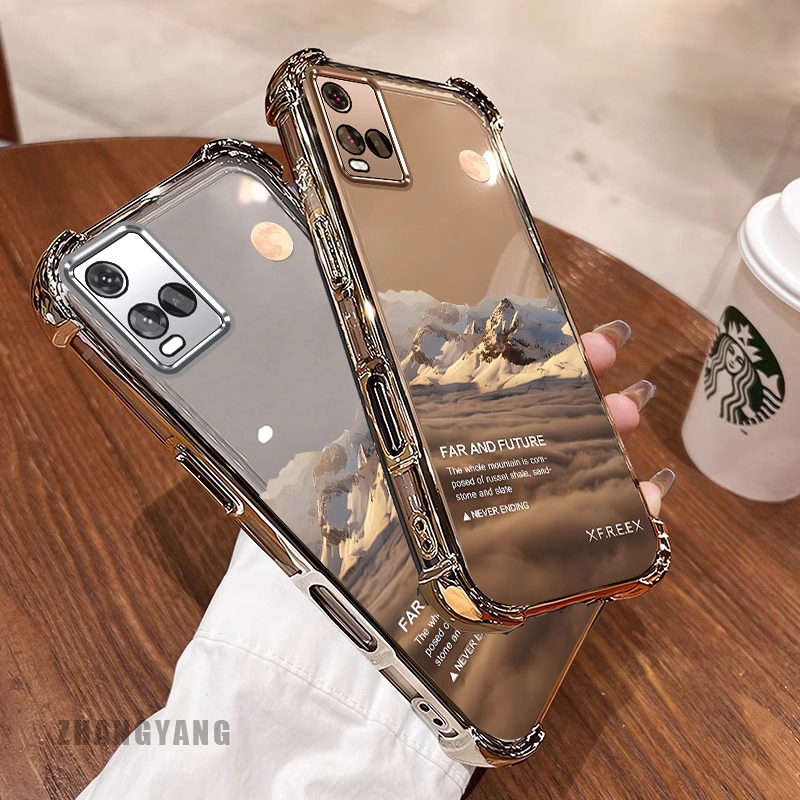 New สีcase สําหรับ VIVO Y21 Y21s Y21a Y21t Y33s 4G สี่มุมelectroplated anti drop รูปแบบเคสโทรศัพท์ความงามภูมิทัศน์รูปแบบ TPU ซิลิโคนนุ่มกรณี