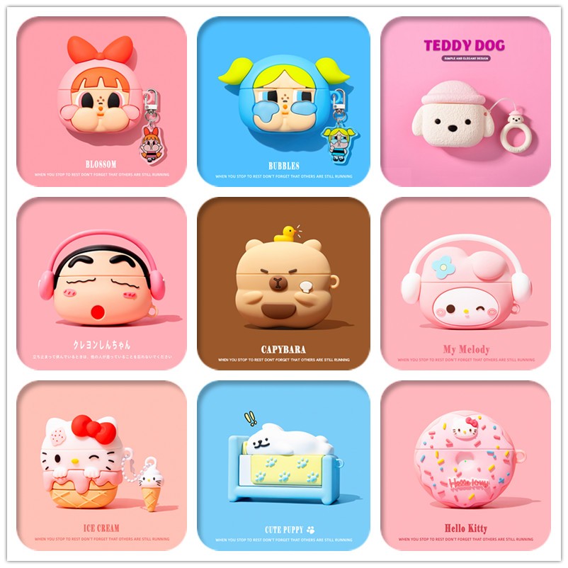 (เคส Airpods4)เคส POP MART สําหรับ AirPods4(2024)1/2/3/Pro/Pro2 เคสซิลิโคนอ่อนนุ่มพร้อมคาราบิเนอร์
