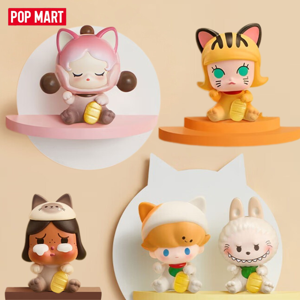Popmart Lucky Cat POP Bean Series POPBEAN Crybaby Labubu Molly Dimoo Skullpanda Zsiga Kubo Nyota Puc