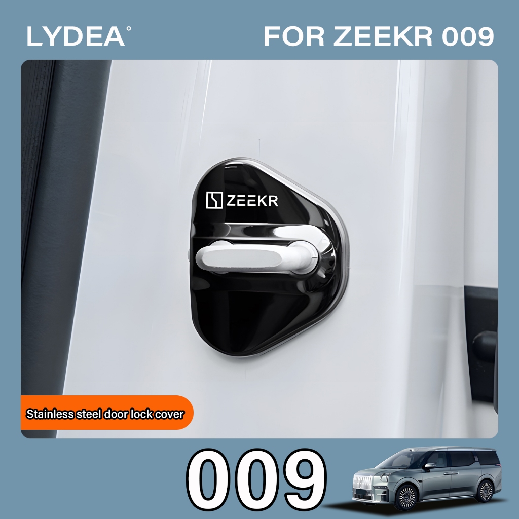 เหมาะสำหรับ Zeekr 009 ฝาครอบล็อคประตูรถดัดแปลงหัวเข็มขัดล็อคประตูสแตนเลสป้องกันฝาครอบป้องกันสนิมอุปกรณ์ตกแต่ง