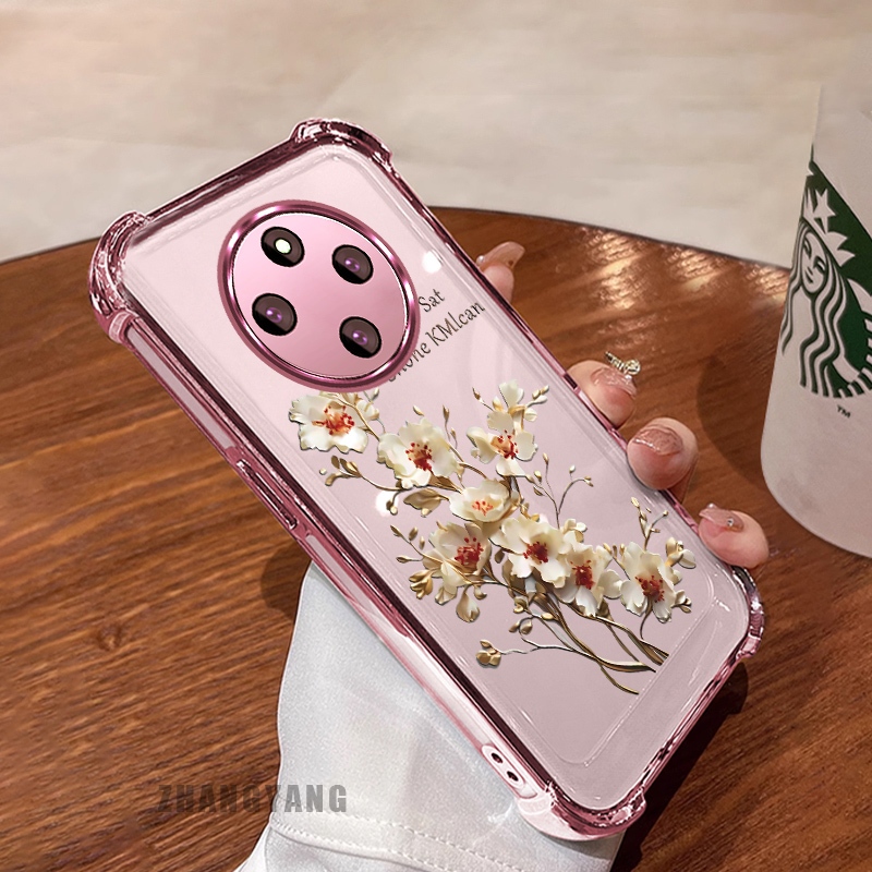 สําหรับ Redmi 14C สี่มุม anti drop electroplated เคสโทรศัพท์ความงามต้นไม้สาขาดอกไม้ออกแบบใหม่ TPU ซิลิโคน soft case