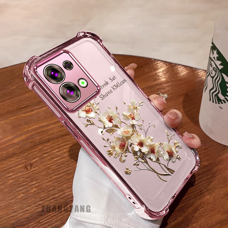 สําหรับ Redmi note 13 note 13 Pro สี่มุม anti drop เคสโทรศัพท์ไฟฟ้าความงามต้นไม้สาขาดอกไม้ออกแบบใหม่ TPU ซิลิโคนนุ่มกรณี
