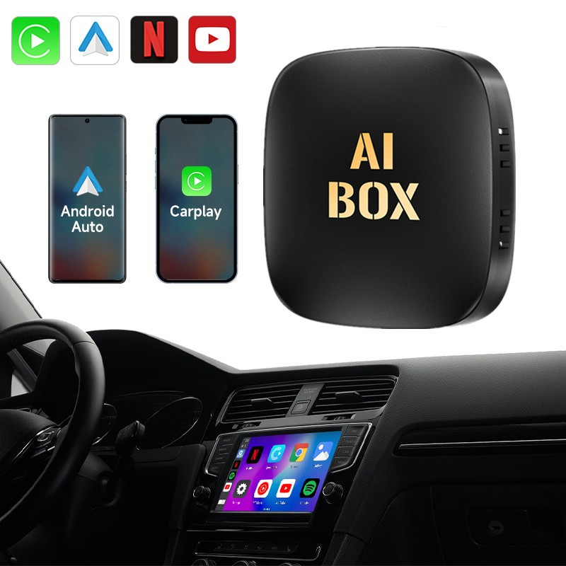 2g + 16G/32G ไร้สาย Apple CarPlay Android อะแดปเตอร์อัตโนมัติพร้อม Youtube Netflix รถเล่น Dongle Wri