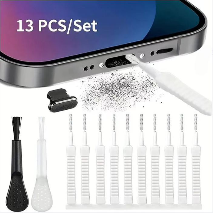 13pcs โทรศัพท ์ มือถือลําโพงกําจัดฝุ ่ นทําความสะอาดชุดเครื ่ องมือสําหรับ IPhone Xiaomi Samsung ชุดหูฟัง/แปรงทำความสะอาดห้องน้ำ