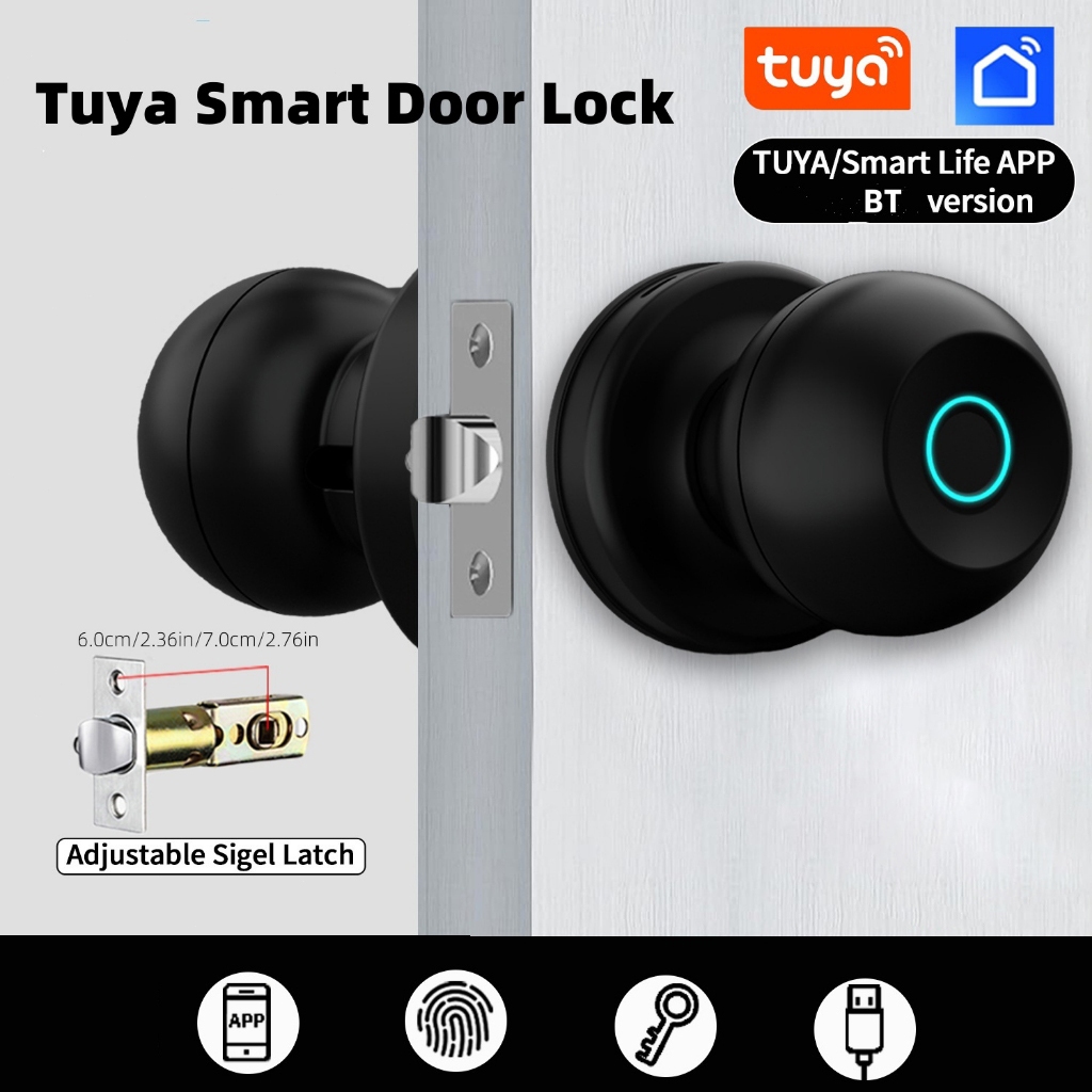 ล็อคลายนิ้วมือประตูอัจฉริยะสําหรับ Tuya สมาร์ทล็อคพร้อมล็อคประตูบลูทูธ Keyless Entry พร้อมลายนิ้วมือและ Tuya App