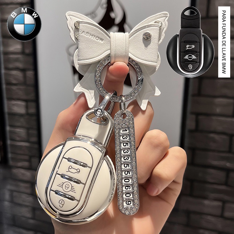 ฝาครอบเคสกุญแจรถ BMW เหมาะสําหรับ BMW mini/countryman/Cludman TPU พวงกุญแจโบว์รถยนต์