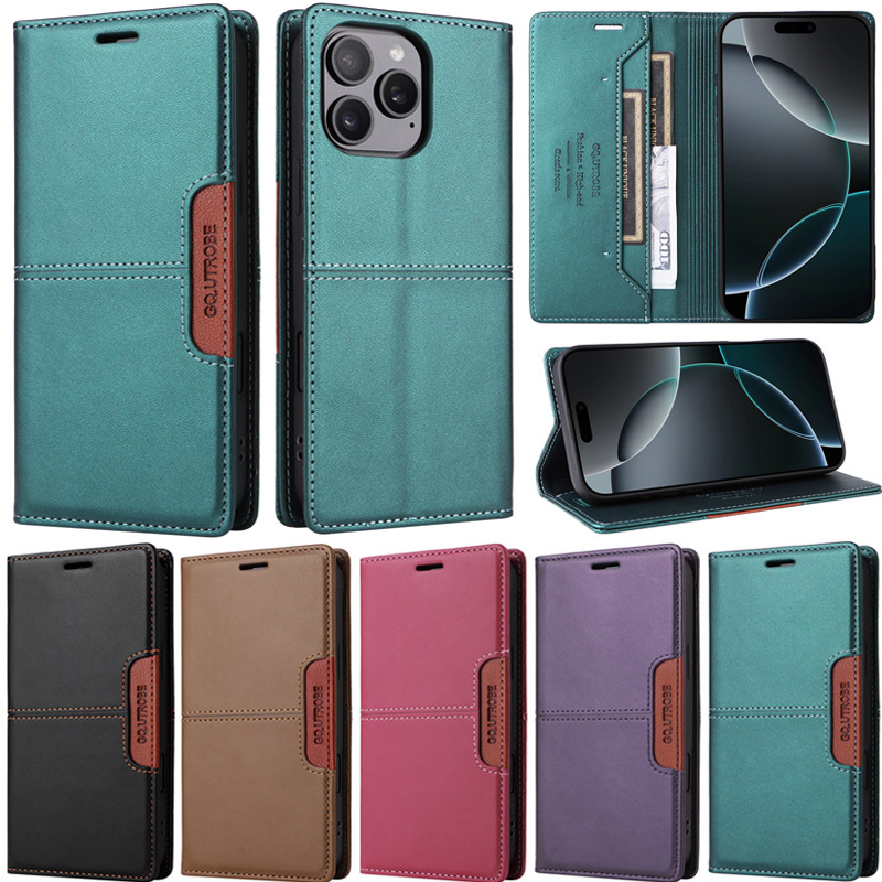หรูหราปลอกสําหรับiPhone 17 Pro Max 16 Plus 15 Pro Max 14 Plus 13 Pro Max 15 Plus 16 Pro Max 17 Pro Air 14 Pro Max Retro Bookกระเป๋าสตางค์แม่เหล็กหนังนุ่มฝาครอบกรณี