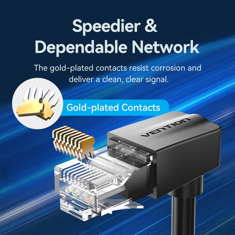 Vention สายอินเตอร์เน็ต cat6 Lan Cable 1000Mbps  RJ45 Upward Right 90 °สายเคเบิลแพทช์เครือข่ายมุมสําหรับคอมพิวเตอร์/แล็ปท็อป/ปล4