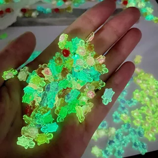 100 ชิ้นการ์ตูน Glow-In-The-Dark Mini Turtle - เต่าเรืองแสงสีสันสดใส 3 มิติ - งานฝีมือตกแต่งบ้าน - ภูมิทัศน์เรซินขนาดเล็ก - เครื่องประดับตกแต่งเล็บ DIY