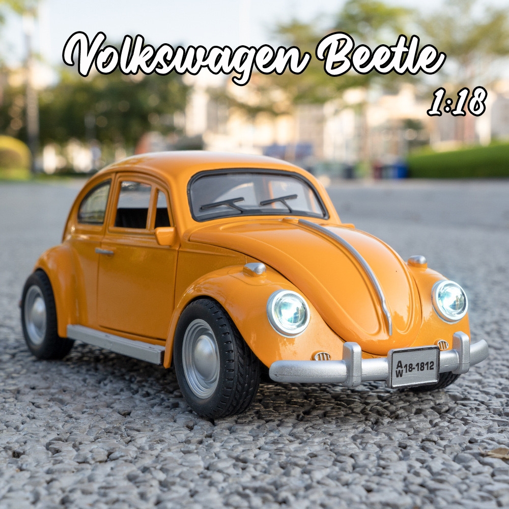 1:18 Scale Volkswagen Beetle รถโลหะผสมรุ่นรถ Diecast เสียงรถคนรักคอลเลกชันเด็กของขวัญวันเกิดโลหะของเล่นเด็ก