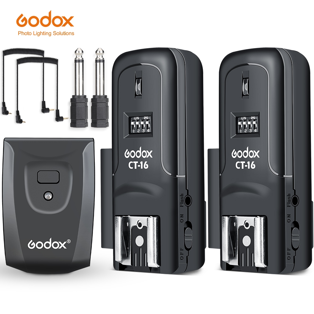 Godox CT-16 16 ช่องวิทยุไร้สายแฟลชทริกเกอร์เครื่องส่งสัญญาณ + ตัวรับสัญญาณชุดสําหรับสตูดิโอ Speedlite Flash