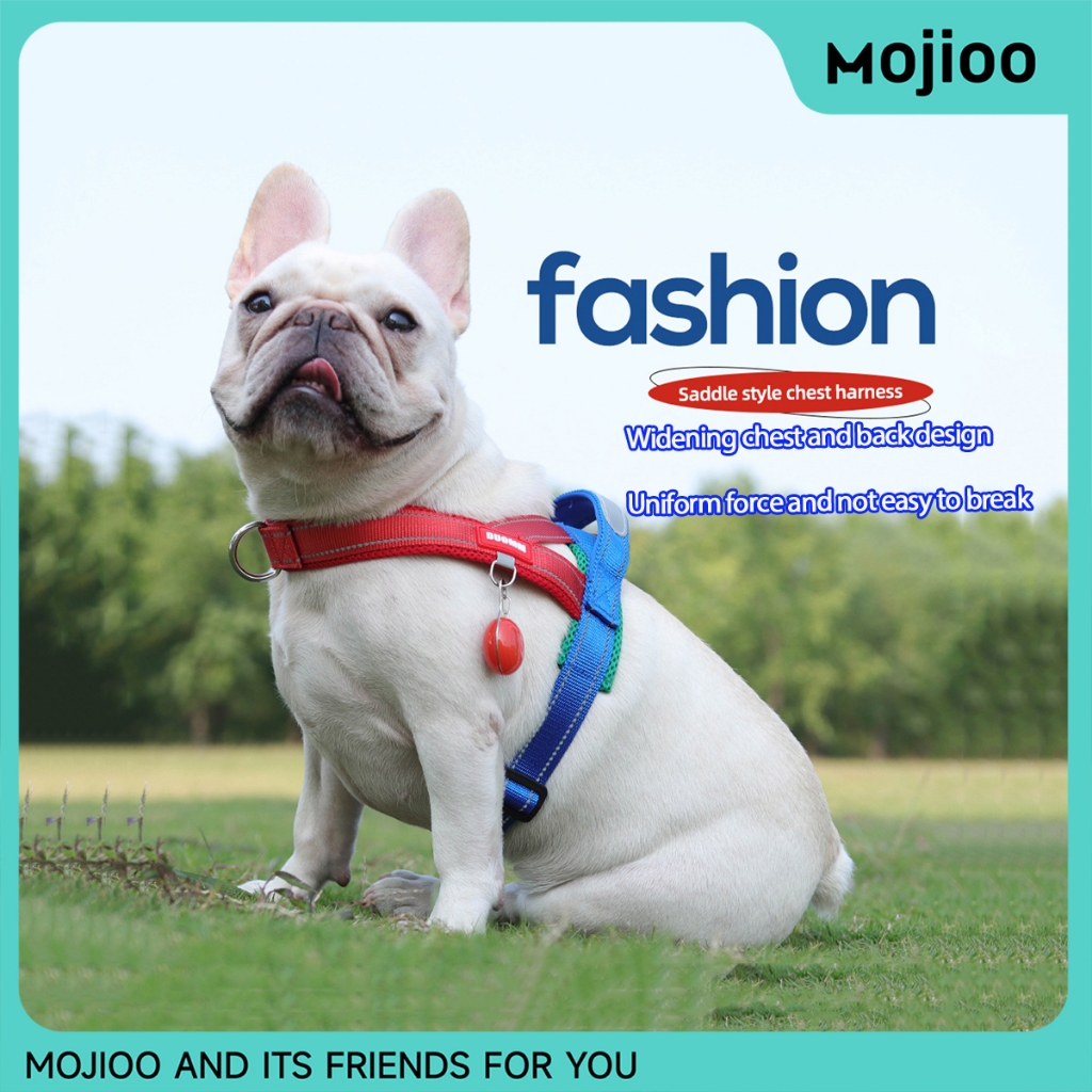 Mojioo สายรัดสุนัขพร้อมที่จับ No-pull สายรัดกว้างขึ้นแบบปรับได้ทนทาน ไม่มีแรงกดสําหรับคอและหน้าอก เหมาะกับสัตว์เลี้ยงขนาดกลางขนาดเล็ก บางเขา Corgi Shiba Inu