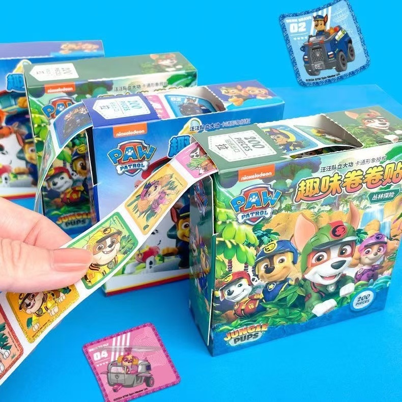 ของแท้พาวตระเวนสนุกม้วนสติกเกอร์เงาการ์ตูนเลเซอร์เด็กสติกเกอร์อนุบาลรางวัลสติกเกอร์