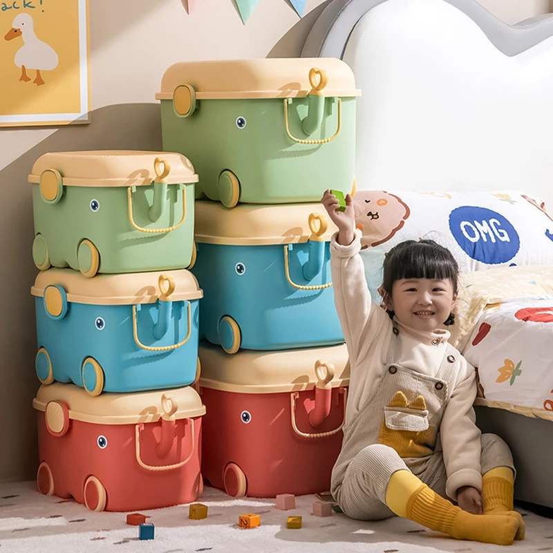 กล่องเก็บของเล่นเด็กกล่องจัดระเบียบเสื้อผ้าเด็กพร้อมลูกรอกการ์ตูนน่ารักกล่องเก็บของขนาดใหญ่ thumbnail 3