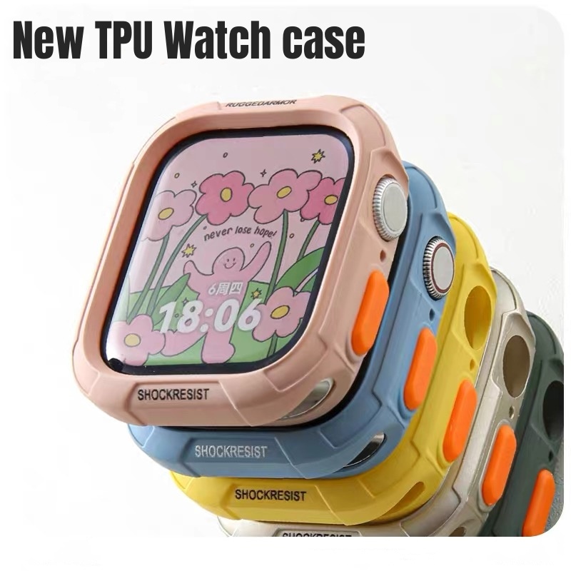 Multicolored Anti fall กรณีสําหรับ Apple watch S10/9/8/7/5/4 SE2 ULTRA ใหม่นาฬิกานุ่มสําหรับ iwatch 49 มม.46 มม.45 44 41 40 การพิมพ์กันกระแทก S9 กรณี
