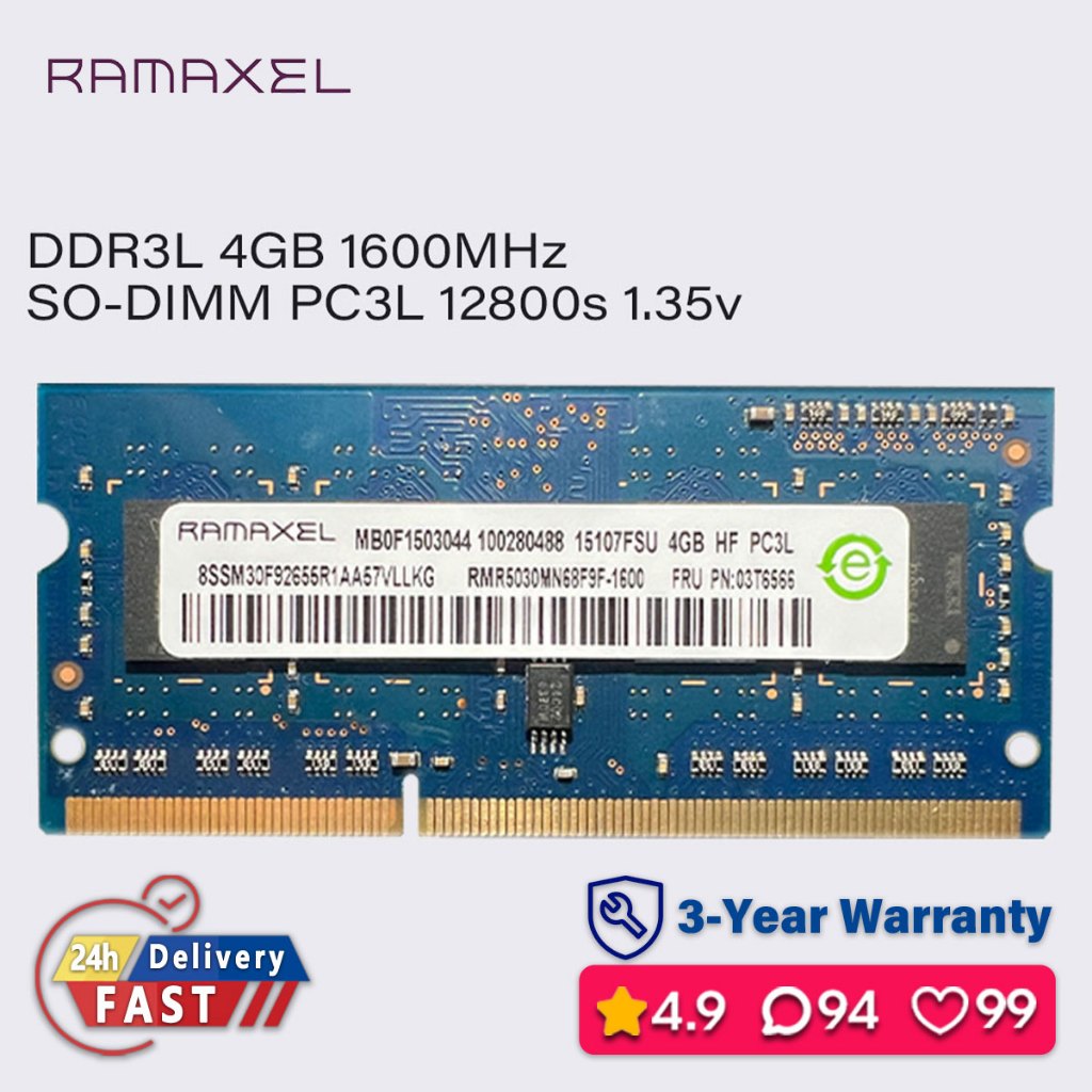Ramaxel 8gb 4gb 1600mhz ddr3l ram แล็ปท็อป sodimm หน่วยความจํา pc3l 1.35v 12800S