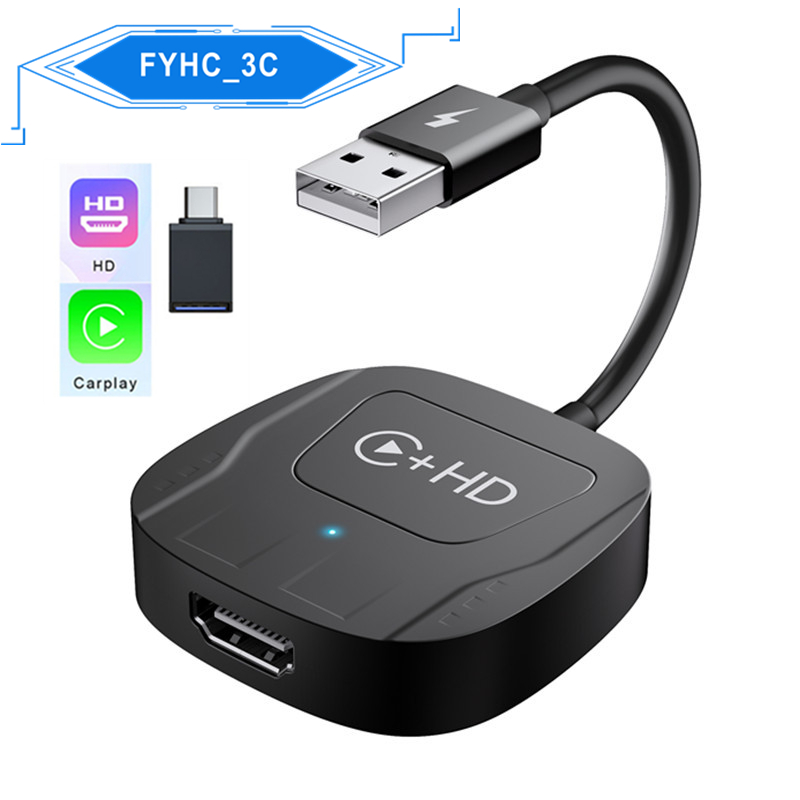 อะแดปเตอร์ Carplay ไร้สาย 2-in-1 พร้อม HDMI Car TV Mate Ai Box สําหรับ iPhone Fire TV Stick/เครื่องเ
