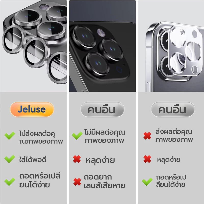 OSGEER ตัวป้องกันเลนส์กล้องสําหรับ iPhone 17 Air 11 12 13 14 15 16 Pro Max, [ถาดติดตั้ง 1 ขั้นตอน] กระจกนิรภัยป้องกันหน้าจอโลหะ thumbnail 5