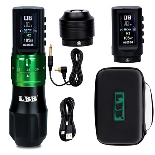LBB S30 MAX Tattoo Machine Set Tattoo Pen Type Wireless Tattoo Machine Dotwork Mode Memory Function Force-Start Mode Dual Battery With RCA Connector + RCA Cord LBB Tattoo Machine Tattoo Needle Tattoo Kit Supply