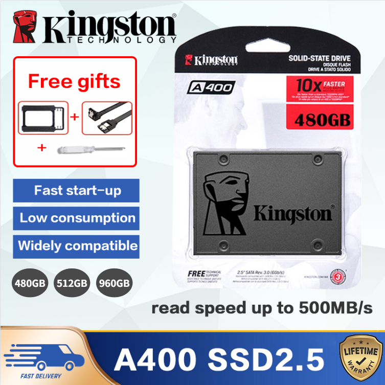 Kingston A400 480GB/512GB/960GB SSD 2.5′ SATA 3 ไดรฟ์ Solid State ภายในพร้อมรับประกัน 5 ปี
