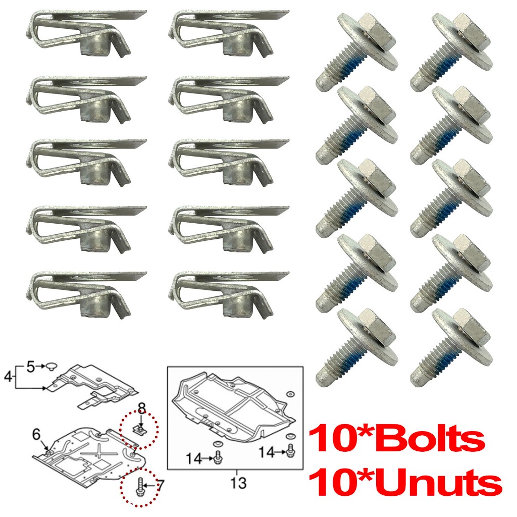 20 ชิ้น Universal Undertray Fatener คลิป M6 Bolt U-nut ฤดูใบไม้ผลิคลิปเครื่องยนต์ภายใต้ฝาครอบ Splash Guard Shield สกรูรถรถจักรยานยนต์รถบรรทุก
