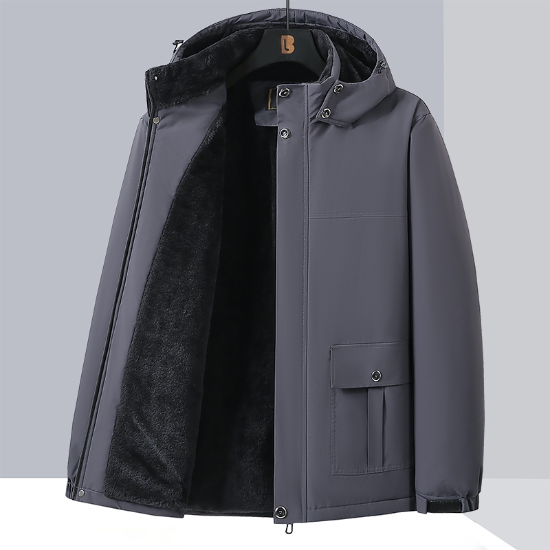 [ล-10เอ็กแอล] หมวกที่ถอดออกได้ซับขนแกะหนาขนาดใหญ่พิเศษแจ็คเก็ตคลุมด้วยผ้าฤดูหนาว กันลม กันน้ําอบอุ่นผู้ชายแจ็คเก็ต - รูปที่ 6
