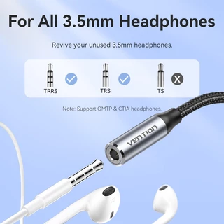 Vention USB-C to 3.5mm อะแดปเตอร์ หูฟัง สำหรับ แล็ปท็อป มือถือ