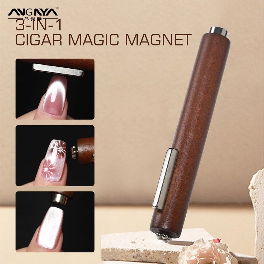 Angnya 3In1 เล็บแม่เหล็กชุดปากกา 3D CAT EYE Dual-Ended Wand เจลเล็บ Magic เล็บ DIY Salon เครื่องมือ