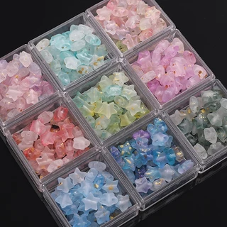 50ชิ้น/แพ็ค[10x9มิลลิเมตร] อะคริลิห้าแฉกดาวลูกปัดเคลือบเงาด้วยโกลเด้นแสงห้าแฉกดาวลูกปัด ทําเอง สร้อยข้อมือสร้อยคออุปกร