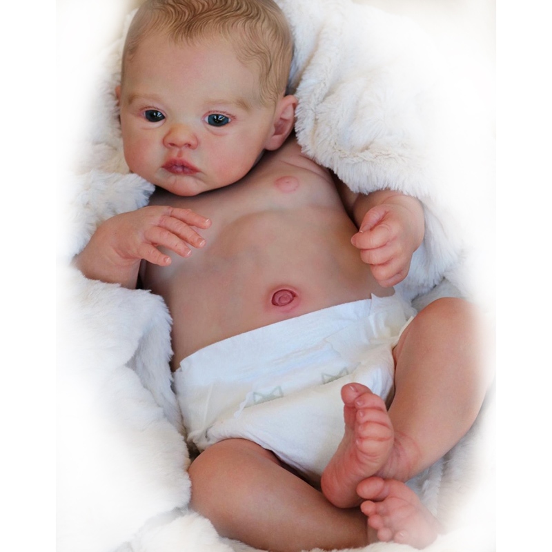 18 นิ้วซิลิโคนตุ๊กตาเด็ก Reborn Meadow ไวนิลนุ่มเหมือนจริงทารกแรกเกิด 3D ภาพวาดผิวที่มองเห็นได้ Bebe