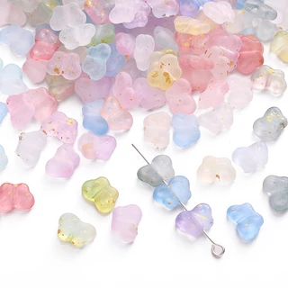 70 ชิ้น/แพ็ค [10x7 มม.] Golden Dot Matte ผีเสื้อลูกปัดอะคริลิคไขมันผีเสื้อลูกปัด DIY สร้อยข้อมือสร้อยคออุปกรณ์เสริม