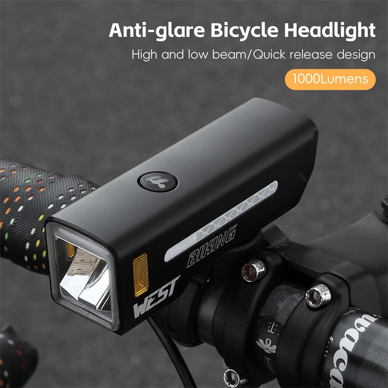 WEST BIKING Anti-Glare ไฟหน้าจักรยานจักรยาน 1000 Lumens ความสว่างสูง IPX5 กันน้ํา 5000 mAh แบตเตอรี่ Quick Release ออกแบบอุปกรณ์จักรยาน — صورة 8