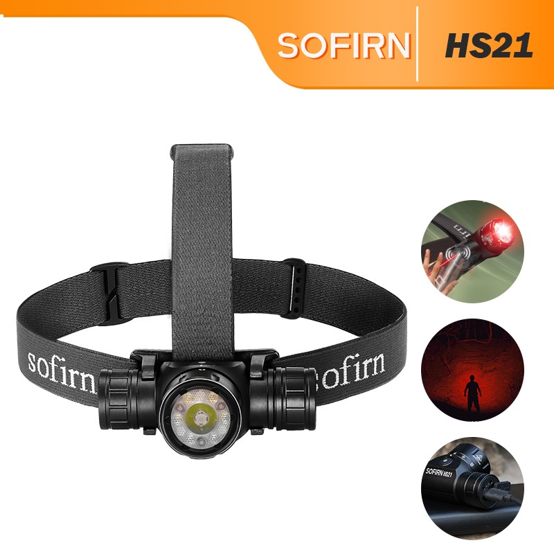 Sofirn HS21 LED การสลับแสงสีแดงและสีขาวแบบชาร์จไฟได้ 18650 ไฟหน้าชาร์จ USB
