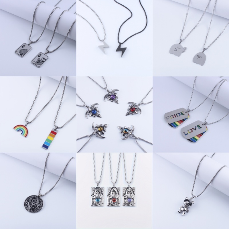 สินค้าใหม่สร้อยคอสแตนเลสฮิปฮอปสแตนเลสสร้างสรรค์จี้สร้อยคอสําหรับผู้ชาย(ไม่ขัดสี)
