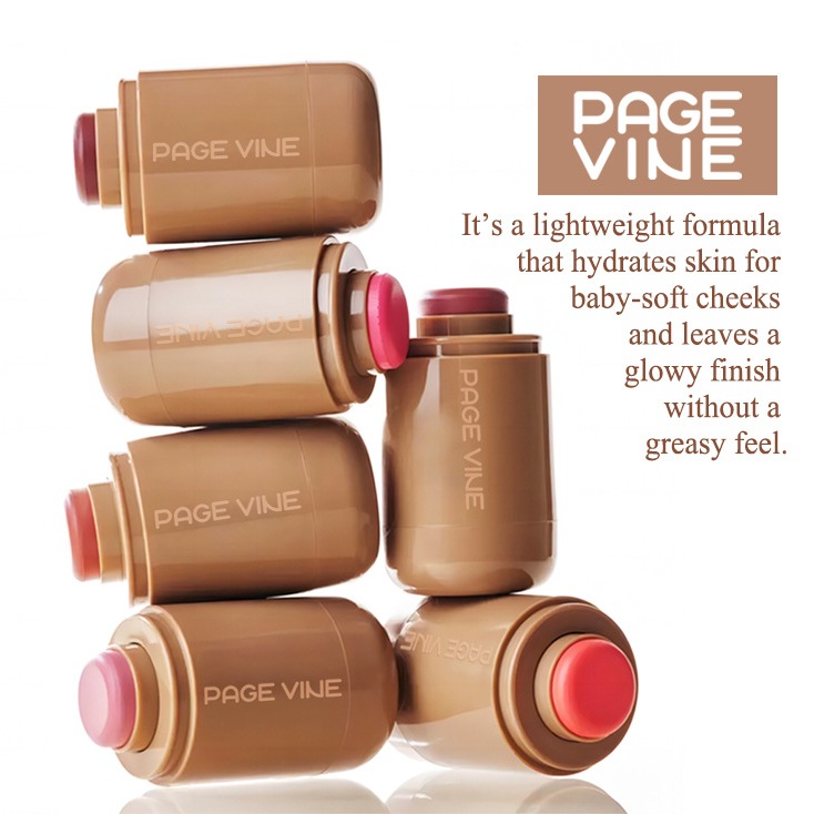 PAGE VINE Pocket Blush Stick, Six Colours Lip & Cheek Hydra Stick, Highlighter Brighteners Natural H