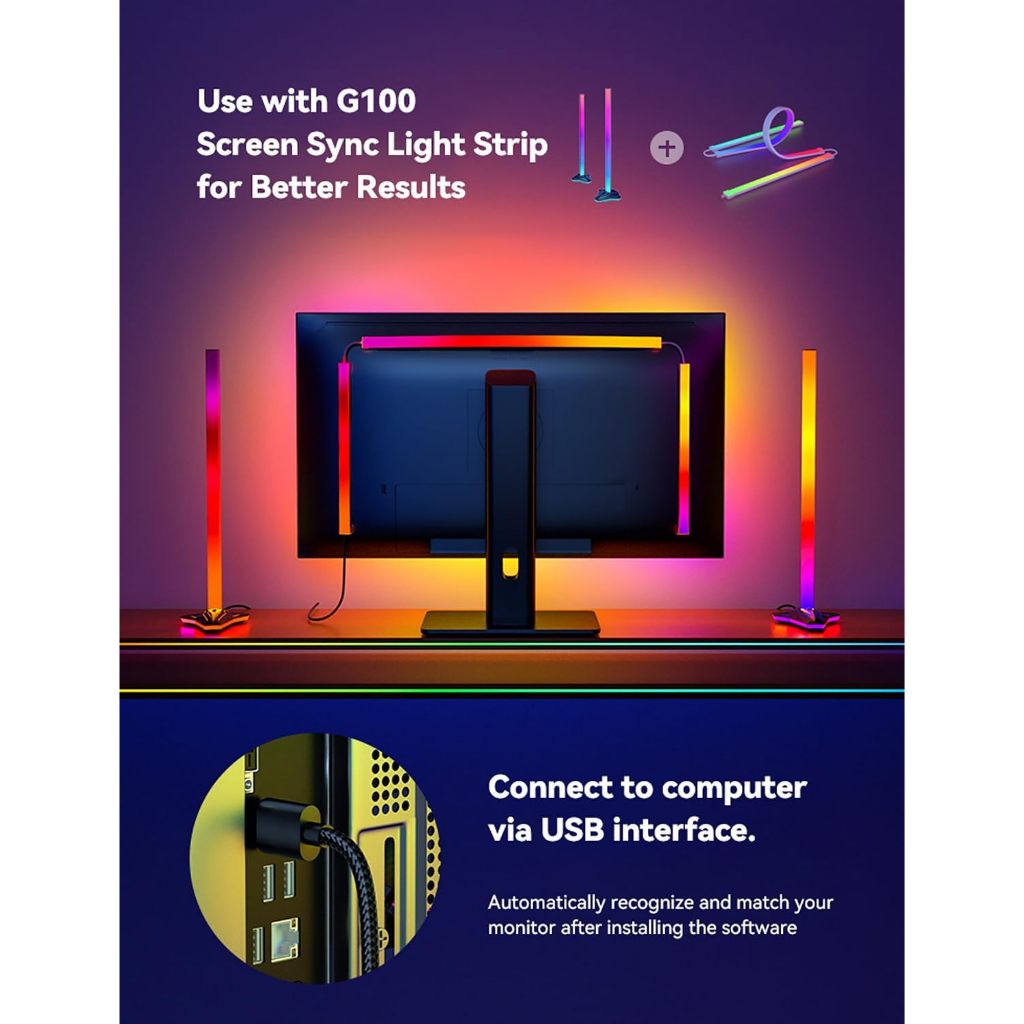 Skydimo LED RGB Backlights Strip Sync พร้อมจอคอมพิวเตอร์, USB 5V Rhythm Pickup เพลงสําหรับ Gaming Room Decor, Xmas ชายหญิงของขวัญ