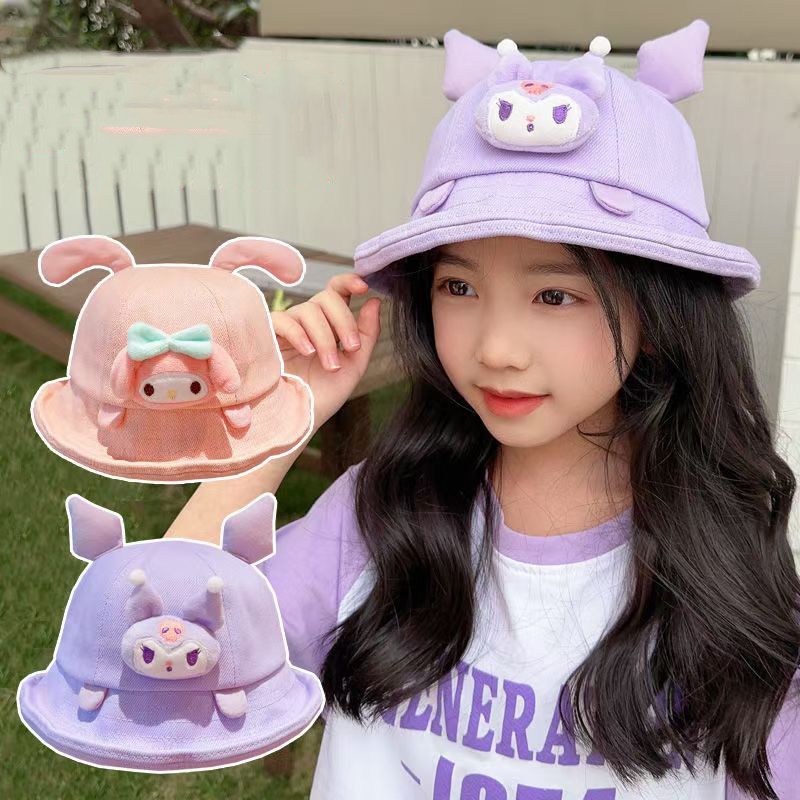 2024 Kuromi Cinnamoroll New Kids Outdoor Sun Protection Bucket Hat for Boys and Girls - หมวกป้องกันรังสียูวีสําหรับเด็กผู้หญิง