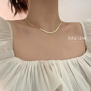 DREJEW สร้อยคอโซ่เหล็กไทเทเนียม รูปกระดูกงู เครื่องประดับแฟชั่น สําหรับผู้หญิง