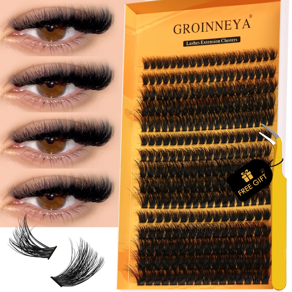 Groinneya DIY Lashes Extension Kit แต่ละขนตาคลัสเตอร์ผสมขนตาชุดขนตาชุด