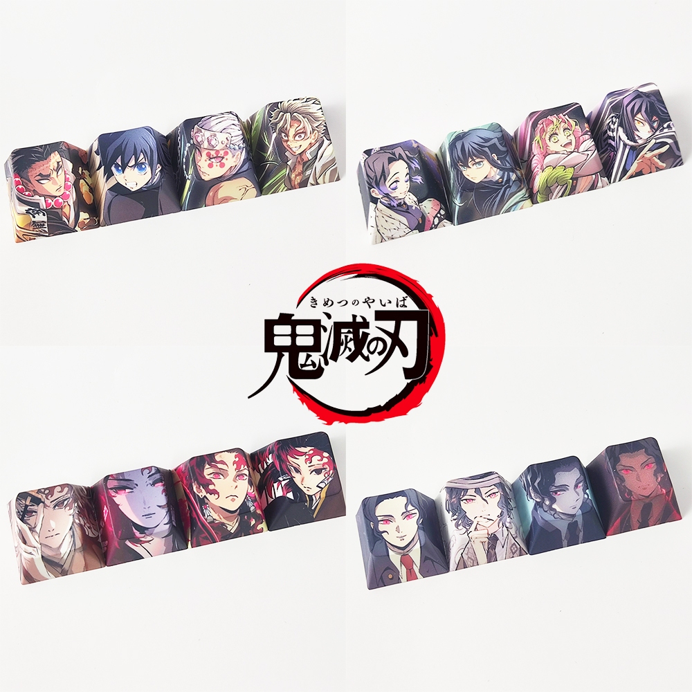 ปุ่มกดคีย์บอร์ด PBT Keycap ลาย Demon Slayer PBT R4 Kamado Tanjirou Nezuko Zenitsu Kochou Shinobu Giyuu Gyoumei 4 ชิ้น