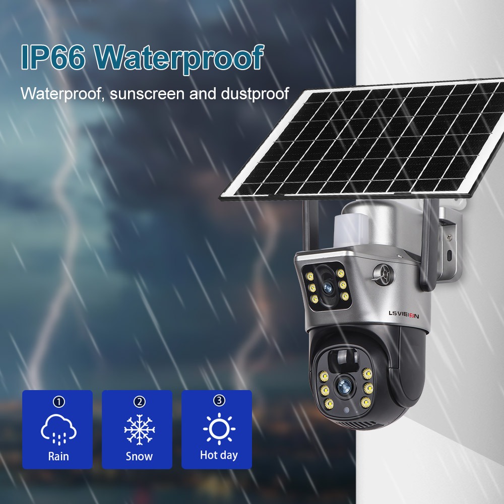 Ls Vision 6K12MP 10X ซูมกล้องวงจรปิดพลังงานแสงอาทิตย์กล้อง V380 Pro WIFI/4G กล้องวงจรปิดไร้สายกล้องกลางแจ้งเสียงสองทางแบตเตอรี่ในตัว Low Power Color Night Vision PTZ กันน้ํา