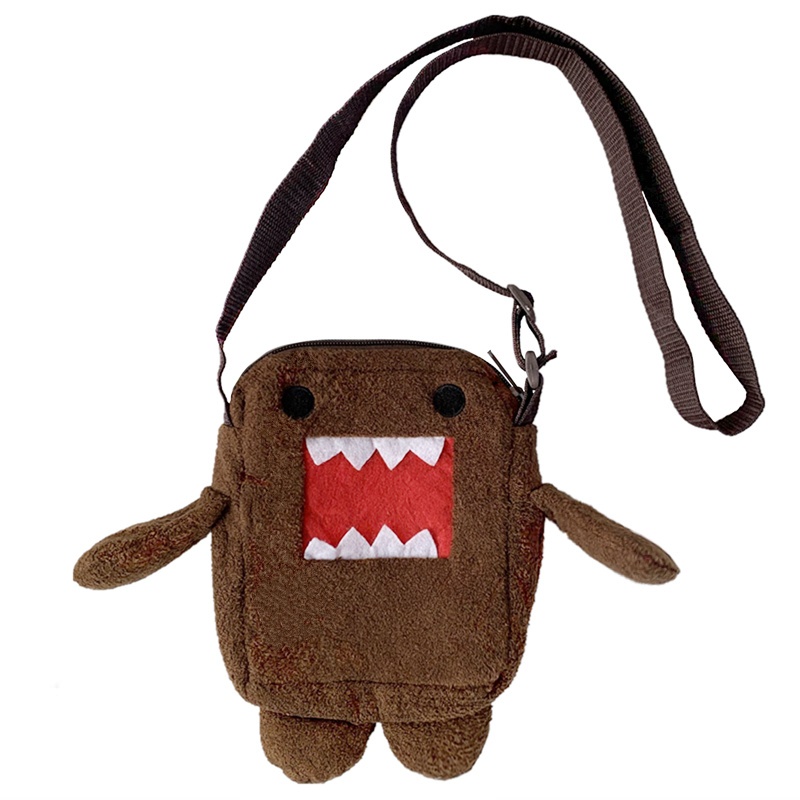 Domo Kun Plush Crossbody กระเป๋าขนาดกลาง Kawaii น่ารักกระเป๋าโทรศัพท์ไหล่ขนาดเล็ก Messenger กระเป๋าสําหรับเด็กชายหญิง