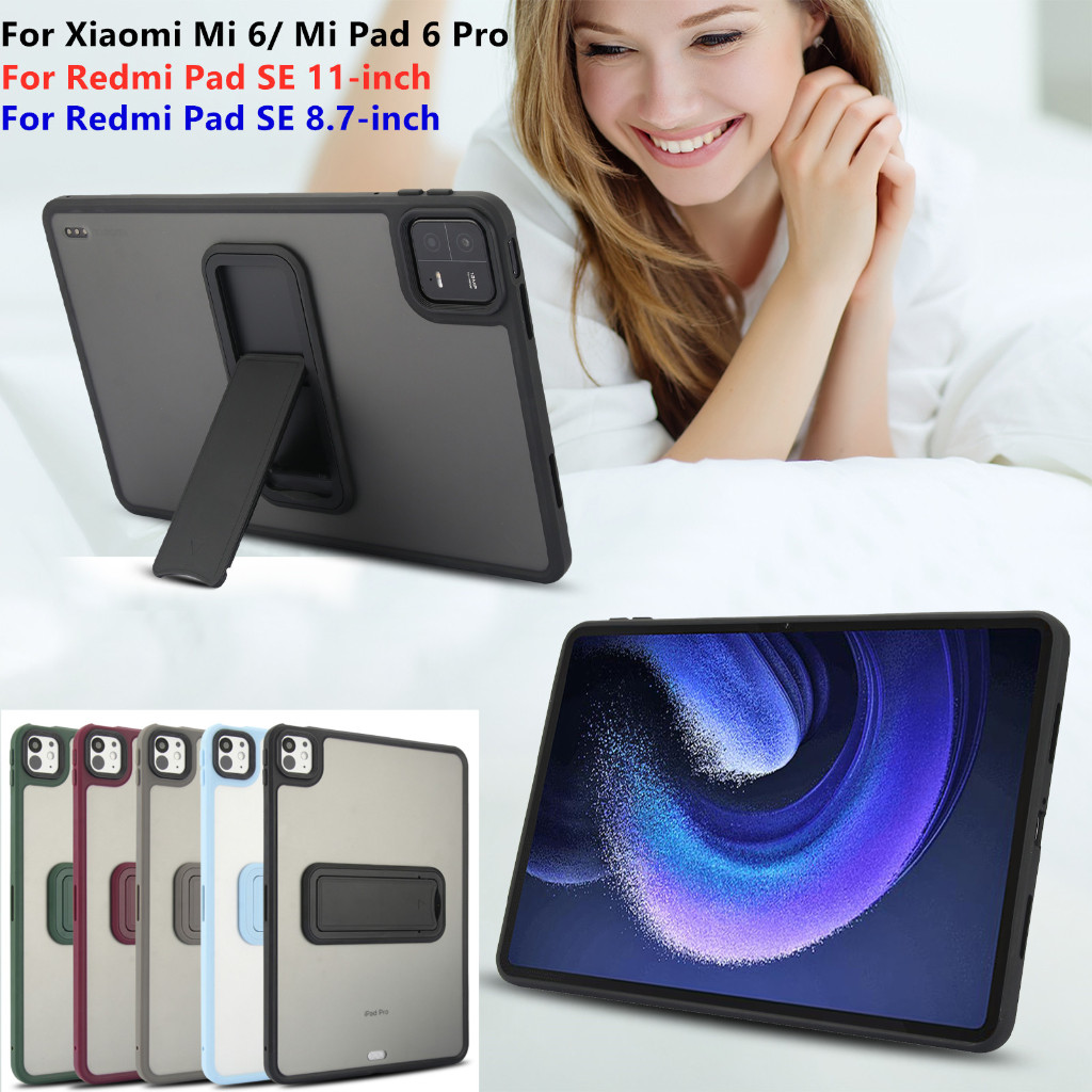 เคสสําหรับ Xiaomi Mi Pad MiPad 6 Pro Redmi Pad SE 11 นิ้ว 8.7 นิ้วปลอกเปลือกใสเคลือบพร้อมขายึด PC Shockpro กรณี